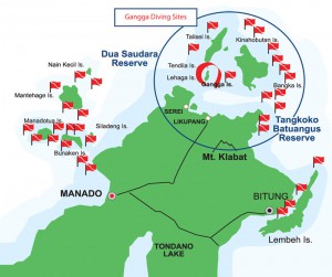 Gangga Island Resort dive sites map